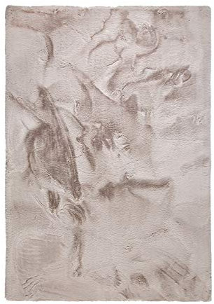 BODENMEISTER Kunstfell Teppich Kaninchenfell Schaffell Optik XXL Titan beige grau 70x120cm, BMFell5
