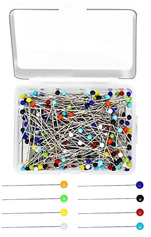 DN DENNOV 250 Stück Stecknadeln,【Aktualisiert】 Bunte Stecknadeln mit Kopf, 38mm Edelstahl Glaskopfnadeln Glaskopfstecknadeln Hitzebeständige Feine Nadeln für Nähen, Quilten und Handwerk