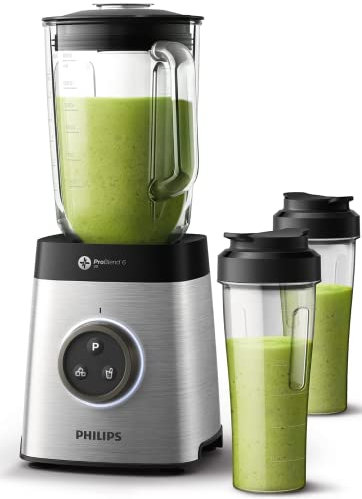 Philips Avance Collection High-Speed Blender, ProBlend 6 3D Technology, 1400 W Motor, 2L Capacity Jar, Adjustable Speed, with 2 BPA-free Tritan tumblers (HR3655/01)