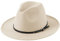 Lanzom Klassischer Damen-Panamahut mit breiter Krempe, Gürtelschnalle, Wolle, Fedora-Hut, passend für Größe 40-40, Beige, Einheitsgröße
