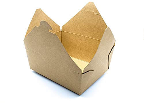 NATURA DENTRO - ECOPACKAGING Contenitore Alimenti Kraft CKB, Cartone 200pz, con Coperchio, per Alimenti Fritti, Monoporzione, Antigrasso, Biodegradabile, Fingerfood, Take Away, 197x90x75
