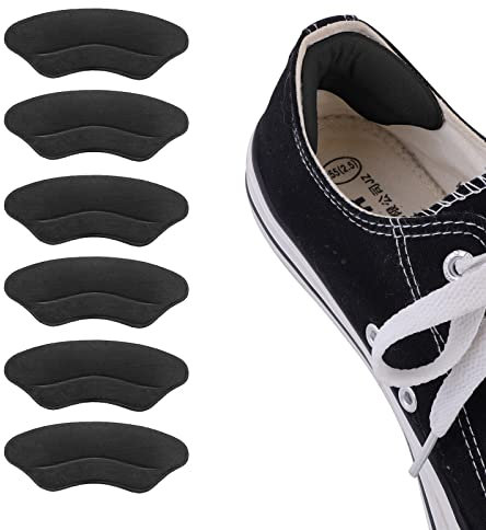 Sibba 6Pcs Heel Grip Liner, Heel Cushion Inserts for Shoes Too Big Add Extra Volume Back Insoles Self Adhesive Shoe Insoles Heel Cushion Pads Stickers Foot Protector for Women Men (Black)
