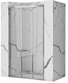 VBChome Porte battante - Profilé en aluminium chromé - 120 x 190 cm - Paroi de douche en verre transparent