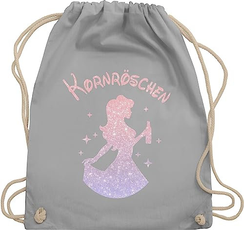 Turnbeutel Rucksack - Party & Alkohol Damen - Kornröschen - Unisize - Hellgrau - sauf sprüche stoffrucksack mit trinksprüchen turnsackerl alki sportbeutel party: baumwoll trinker beutel trinken