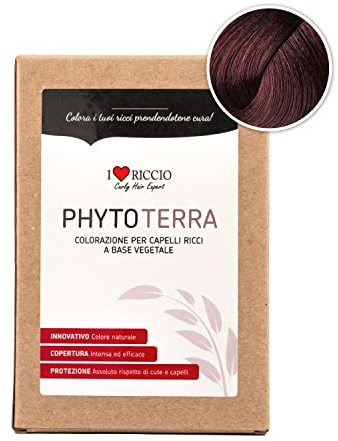 I Love PhytoTerra Haarfarbe für lockiges Haar auf pflanzlicher Basis, natürliche Haarfarbe, tonisierendes lockiges Haar, belebt und stärkt die Reflexe, Nuance Pflaume, 80 g