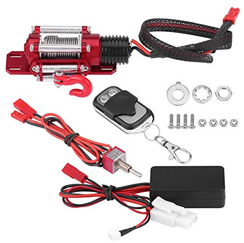 GOTOTOP Treuil électrique 1/10 RC, Treuil en Métal Modèle RC avec Télécommande Compatible avec Traxxas, HSP, Redcat, Tamiya, Axial, SCX10, D90, HPI, 1/10 RC Crawler Car