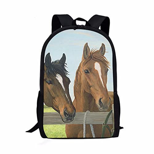 POLERO Softball-Rucksack für Jungen Mädchen Sport Ball Druck Schule Büchertasche 43,2 cm lässiger Tagesrucksack, Pferdefarm, Einheitsgröße