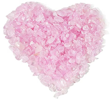 Soulnioi Rose Quartz Crystal Tumbled Chips Stone Natural Crystal Crushed Stones Irregular Bulk Gemstones 5-7mm 100g for DIY Garden Home Decorative