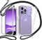YuhooTech Necklace Case for iPhone 14 Pro Transparent Silicone 360° Protection Case with Built-In Screen Protector, Phone Case with Cord – Neck Strap Rope Cover