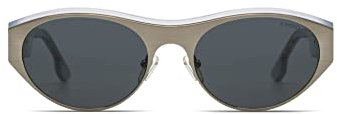 KOMONO Tyler Silver Illusion Unisex Oval Sonnenbrille aus Edelstahl und Acetat für Damen und Herren mit UV-Schutz und Polarisierten Gläsern