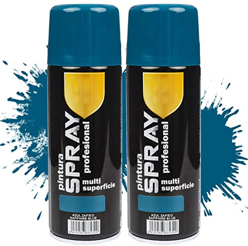 Etrexonline Pintura Spray Multicolor Profesional 400ml Adecuado Metal Madera y Plástico - Color Azul Zafieo (Paquete de 2)