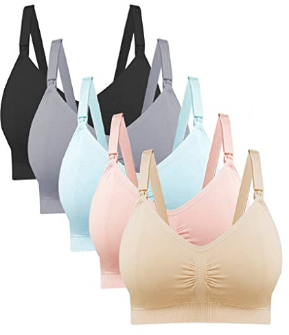 ACMEDE 5 PCS Soutien-Gorge d'allaitement Soutien Gorge Maternité Allaitement sans Couture sous-vêtement de Maternité, Bra de Grossesse Postnatal Prénatale sans Armature pour Femme allaitant