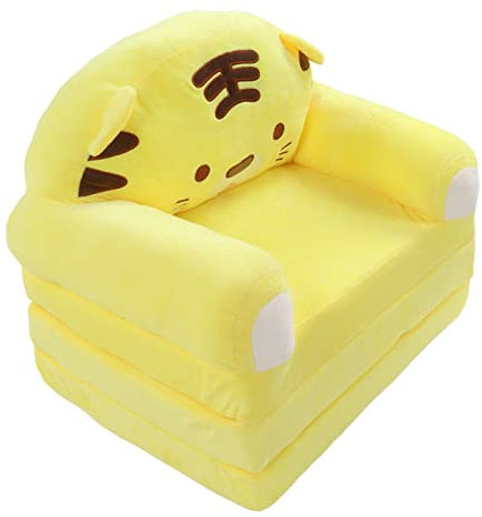 Hosie Faltbares Schlafsofa für Kinder, Waschbares Cartoon-faltbares Kindersofa, Breite Armlehne, Niedliche Form für Schlafzimmer (Gelb)
