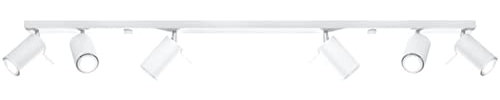 Deckenlampe Metall 118 cm lang 6-flammig GU10 schwenkbar Weiß schlichter Deckenstrahler Wohnzimmer