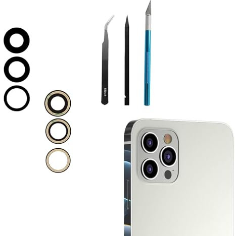 Anglepingping 12 Pro Max Rear Camera Lens Replacement for iPhone 12 Pro Max(6.7 Inch) Back Camera Glass Lens Replacement with Pre-Installed Repair Tool Kit, Anti-Lens Scratch