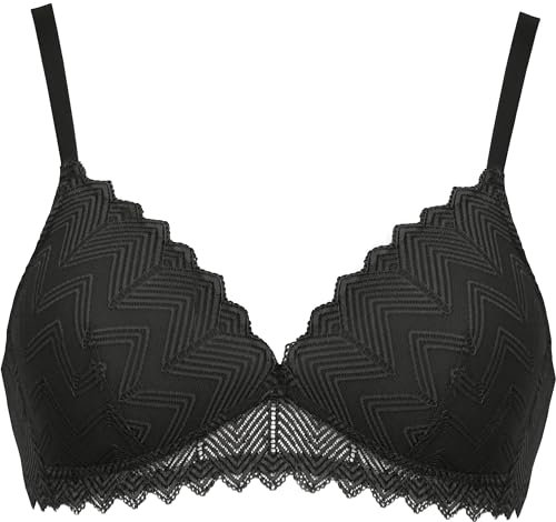 Naturana Damen Padded Soft Cup Bra 5672 Gepolsterter BH, Durchsichtig, Black, 75D
