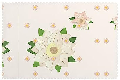 Blooming Platzsets für Esstisch, sechseckig, Weiß, 6 Stück: 45,7 x 30,5 cm, leicht zu reinigen, hitzebeständig, wasserdicht