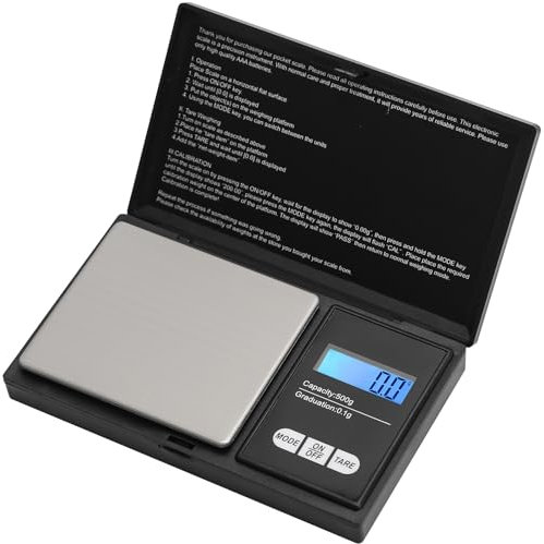 LUVZOOR Precision Küchenwaage Digital, 500 g/0,1 g Feinwaage mit LCD Display und Tara-Funktion 7 Einheiten Taschenwaage Digitalwaage Kitchen Scale Grammwaage für Schmuck, Pillen, Pulver, Mehl, Gold