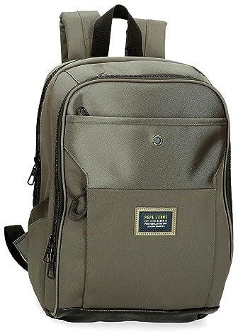 Pepe Jeans Leighton Rucksäcke aus Polyester und Kunstleder, Kaki, Talla única, PC-Rucksack