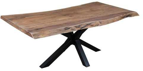 möbelando Baumkantentisch >Forrest< in Akazie/schwarz - 200x76x100 (BxHxT)