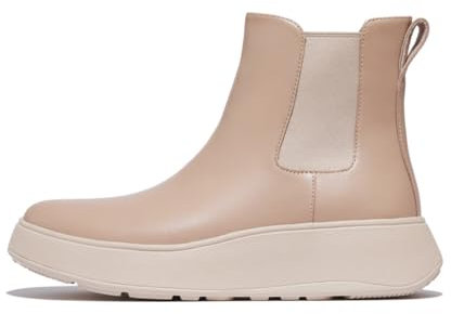 Fitflop F-Mode Leather Flatform Chelsea Boots, Stivali Donna, Beige Classico, 39 EU