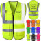 Nevaou Sicherheitsweste für Herren, personalisierbar, mit Logo, reflektierende Warnwesten, mit Taschen und Reißverschluss, Arbeitskleidung, Schutz im Freien, gelb, M-6XL