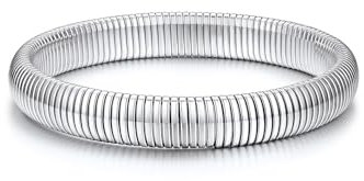 Bestyle Elastisches Armband 1CM Breit Stretch Schlangen Armreif Damen Mädchen Manschette Armspange Modisches Edelstahl Armschmuck, Silber