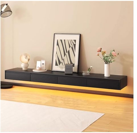 TV-Schrank Luxuriöses Schwebendes TV-Regal, 78,7-Zoll-TV-Ständer Zur Wandmontage, Schwebender TV-Schrank, Konsole, Medienunterhaltung Unter Dem TV-Regal For Schlafzimmer, Wohnzimmer, Mit LED-Licht Fer