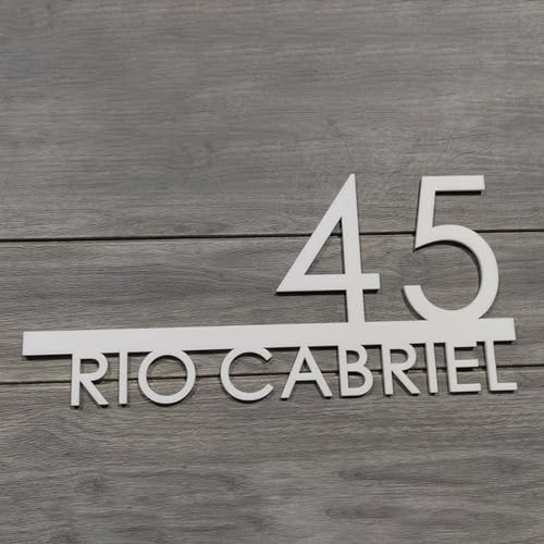 MXN Targa per porta moderna personalizzata con numero civico galleggiante in acrilico 3D con lettere per casa, nome stradale, indirizzo, decorazione artistica da parete per esterni (bianco, 30 x 14