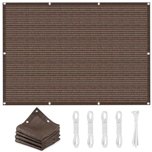Sonnensegel Sonnenschutz 1.5 x 10 m Rechteckig Schattentuch Ohne Bohren UV Schutz Windschutz Terrasse Garten Balkon, Braun