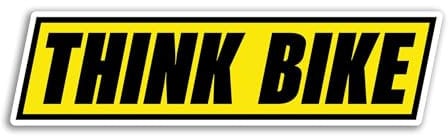 2 x 15cm Think Bike Vinyl Stickers - Yellow Motorbike Motorcycle Awareness Warning Bumper Safety Car Vehicle Van Sign Decal Sticker #81823