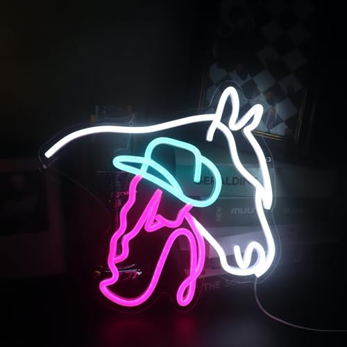 Pferd-Cowgirl-Neonschild, Pferdefrau, Neonlicht, Damen-Pferd-LED-Licht, Landhaus-LED-Schild, Cowboy-Zimmer-Wanddekoration, Cowgirl-Neon-Lichtschild für Spielzimmer, Zuhause, Bar, Kunst-Wanddekoration