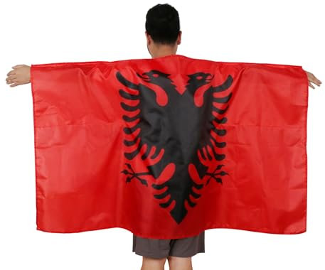 Sonia Originelli Fan Umhang Poncho Fahne Flagge zum Umhängen Fanartikel WM EM Farbe: Albanien