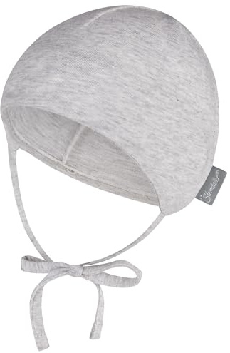 Sterntaler OCS Beanie Melange – Unisex Baby Mütze mit angeschnittenen Ohrenklappen & Bindeband – aus Melange-Singlejersey (Bio), doppellagig – Übergangsmütze ab Geburt – Tintenblau, Gr. 37