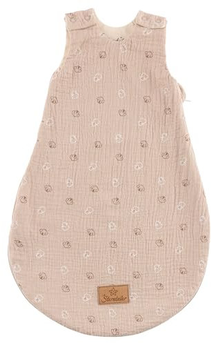 Sterntaler Babyschlafsack 44cm Bauernhof - Schlafsack aus weichem Musselin gefüttert mit Jersey - mit 2-Wege Reißverschluss & Druckknöpfen an der Schulter, Sandfarben