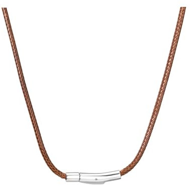 HSWYFCJY Mens Leather Necklaces Brown Braided Rope Necklace with 316L Stainless Steel Clasp 3 mm Cord Chain 30 Inch Birthday Gift for Men Women