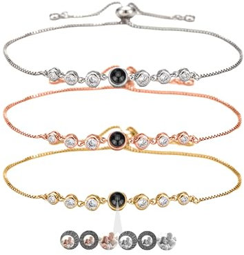 Xtyggoi Personalisierte Foto Projektion Armband benutzerdefinierte Herz-Anhänger Ich liebe dich Armbänder Gedenkschmuck für Frauen Männer Freund