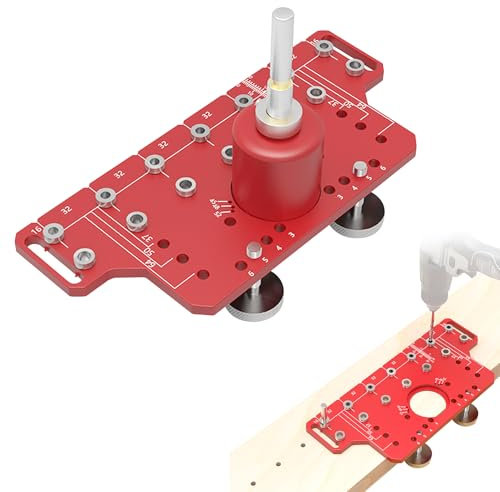Jig per perni per mensola e cerniera da 35 mm due in uno, maschera per foratura con punte da 5 mm e 1/4, guida per trapano per fori di foratura
