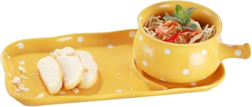 Elegante set di piatti da pranzo con piatto da zuppa e sandwich, ciotole per zuppe e ciotole per il pane, perfetto per colazione o servizio pranzo