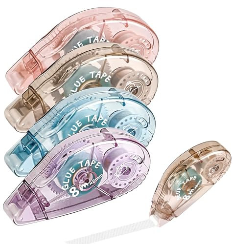 Glue Roller, 4 Pack Glue Roller Scrapbook Tape Double Sided Tape Dispenser Adhesive Glue Tape for Crafting Adhesive Glue Tape Transparent for School Home Office Crafting