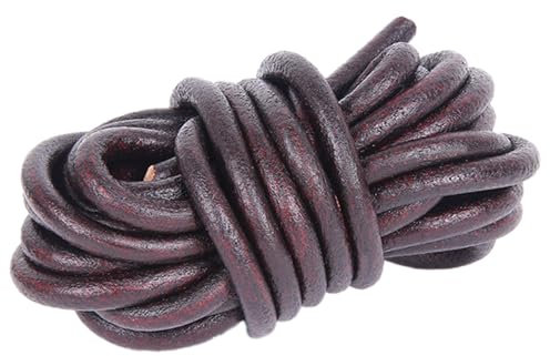 Whakano Vintage Rund Lederband Lederriemen Lederschnur Lederbänder,Kordelseil Seilschnur,Bänder für Basteln,Schmuck und Armbändern,Makramee,Schlüsselanhänger,Verpackungsherstellung,8mm x 1m
