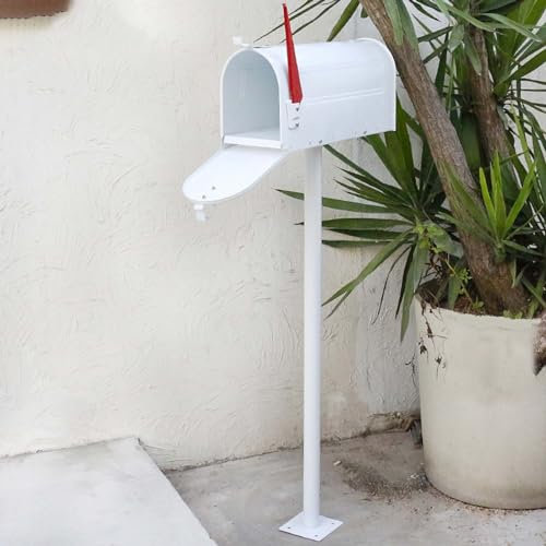 White American Style Tall Weatherproof Mailbox for Townhouse/Garden Outdoor Floor Stand Letter Storage Box Drop Post Box with Classic Design and Durable Construction