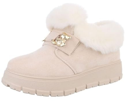 Ital Design Damenschuhe Stiefeletten Plateaustiefeletten, 24915-, Textil, Beige, Gr. 39