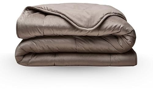 Zelesta Velvetbed Bettdecke - Waschbare bettdecke ohne Bezug - Samtstoff Bettwäsche - Winterdecke und Sommer-Bettdecke - Duvet - 4 Jahreszeiten - Anti-Allergene Steppdecke (Taupe, 240x200 cm)