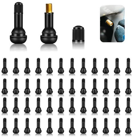 50 STK TR413 Gummi Ventile Reifen Gummiventile, Gummi Reifenventil Ventileinsatz Autoventil Autoreifen Ventile, Universal Snap-In Gummiventile für Auto Motorräder Fahrräder Felgenventile(Schwarz)