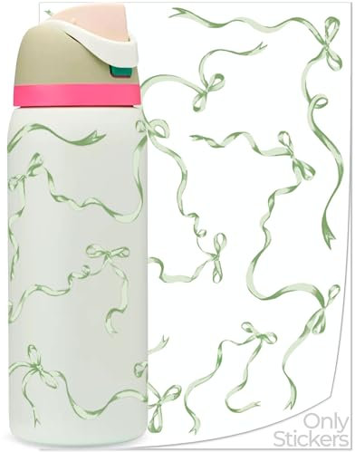 Kaitiaki Bows Stickers for Custom Owala Accessories - Cute Tumbler Decals, Fits 32oz Alpine Sport Owala Bottles, Bubble Bliss Bow (Green, 32oz)