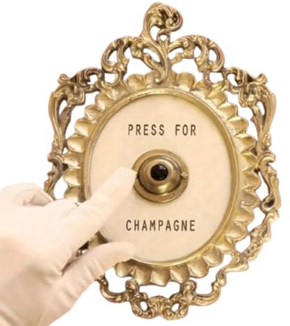 Press for Champagne Button Champagne Wine Door Ring Bell Plaque Ornament Decor Wall Art Doorbell Gift for Home Bedroom Hotel