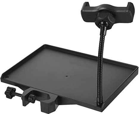 Microphone Sound Card Tray Black Plastic Clamp-on Stand | Adjustable Design, Easy-clean Surface, Better Carrying Capacity, Live Broadcast Use