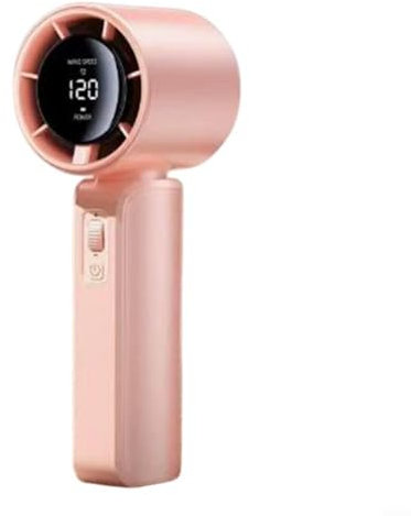 Advokingtap Mini ventilador portátil de 120 velocidades USB recargable con pantalla digital refrigeración por compresión de hielo para viajes al aire libre (rosa)