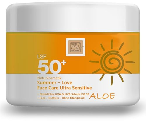 Thats me organic Bio Sonnenschutzcreme LSF50 (50 ml) – Sonnenschutz Gesicht, wasserfest und ideal für empfindliche Haut – NATRUE Bio-zertifizierte Sonnencreme Gesicht – Vegan